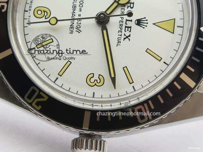 MiroTime 0421 ComfortFit Vintage 1680 Submariner No Date SS White Dial On SS Bracelet A 3855